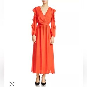 Maje Remy Ruffled Cold Shoulder Maxi Dress Sz 1/Small